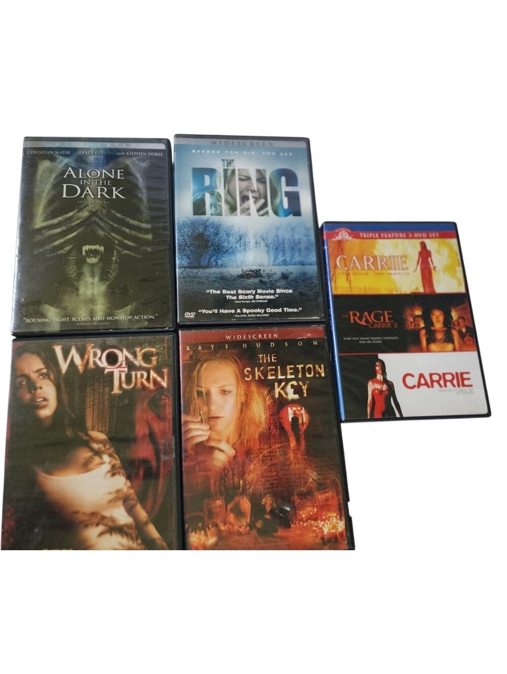 6pc Lot Of Horror DVDs-Carrie, The Ring,  Wrong Turn, Etc